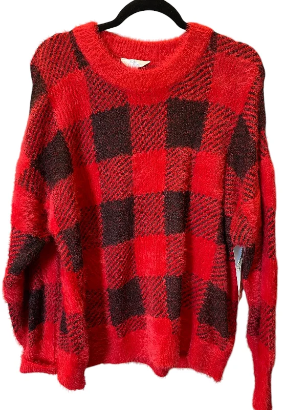 Men’s lightweight cardigan sweater-Sweater By Time And Tru In Plaid Pattern, Size: Xl