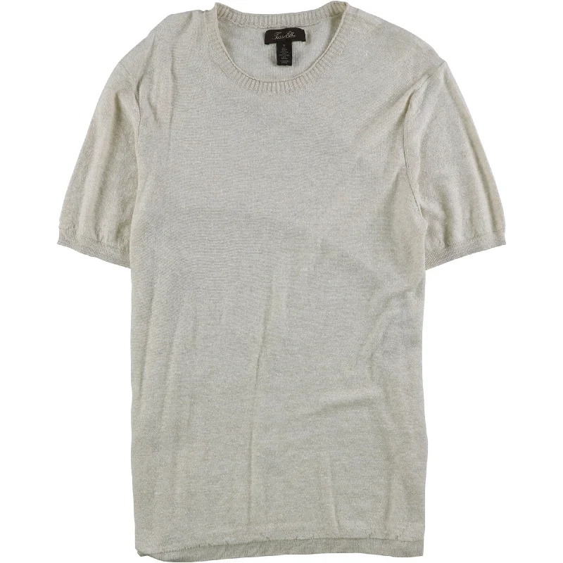 Men’s short-sleeve summer essential-Tasso Elba Mens Granara Basic T-Shirt, Beige, Small