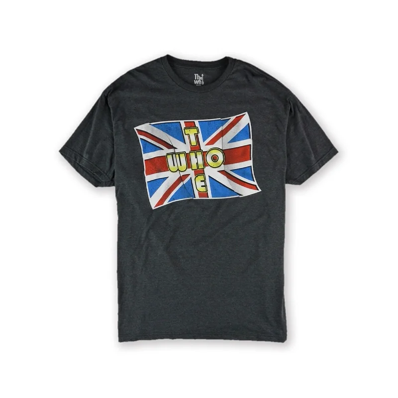 Men’s short-sleeve relaxed design-The Who Mens Flag Graphic T-Shirt, Grey, Small