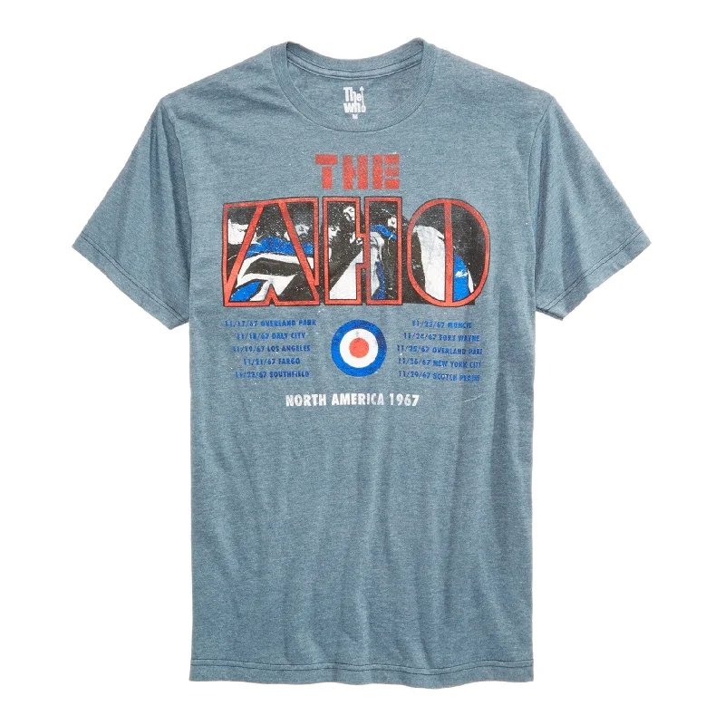 Men’s athletic short-sleeve top-The Who Mens North America 1967 Graphic T-Shirt, Blue, Small