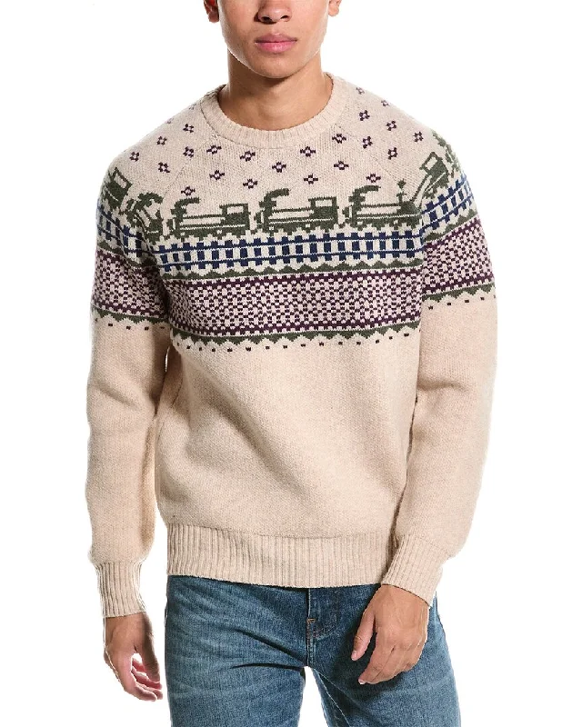 Men’s chunky knit sweater-Todd Snyder Fair isle Wool Crewneck Sweater