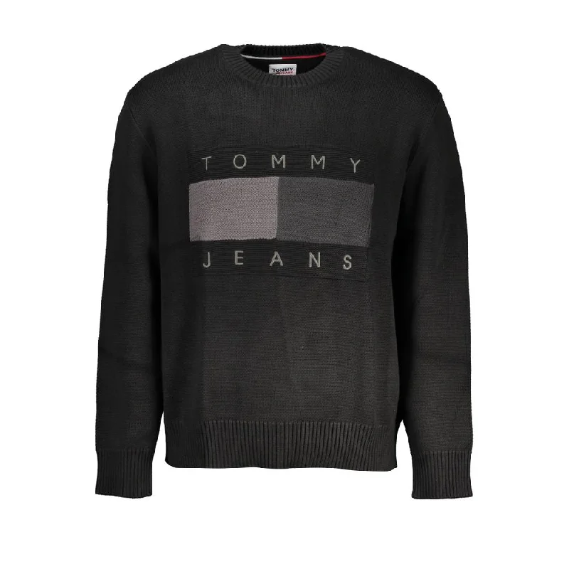 Men’s slim-fit fleece sweater-Tommy Hilfiger Elegant Crew Neck Cotton Sweater with Contrast Men's Details