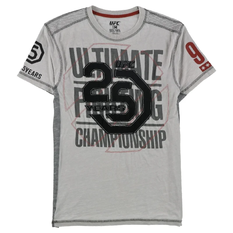 Men’s lightweight short-sleeve shirt-UFC Mens 25 Years Patch Graphic T-Shirt, Grey, Small