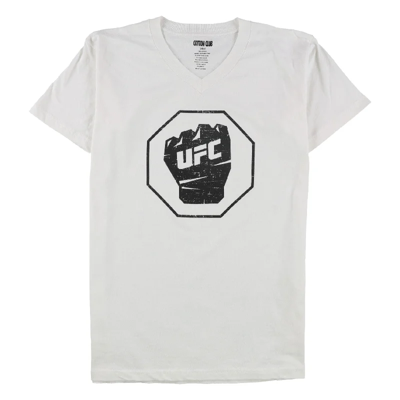 Men’s graphic short-sleeve top-UFC Mens Distressed Fist Inside Logo Graphic T-Shirt, White, Large