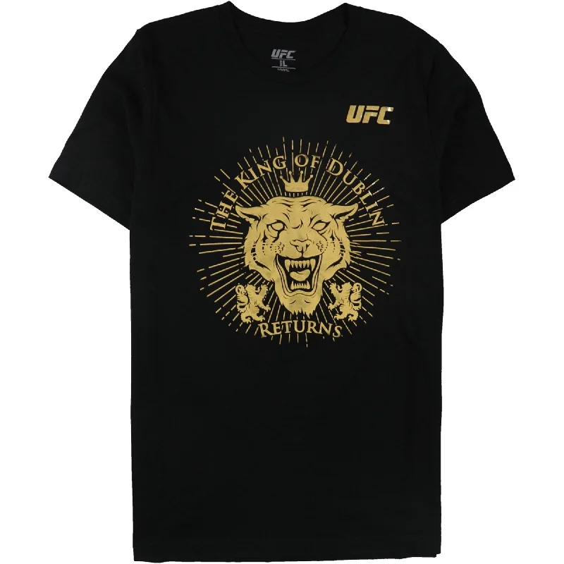 Men’s plain short-sleeve t-shirt-UFC Mens The King Of Dublin Returns Foil Graphic T-Shirt, Black, Large