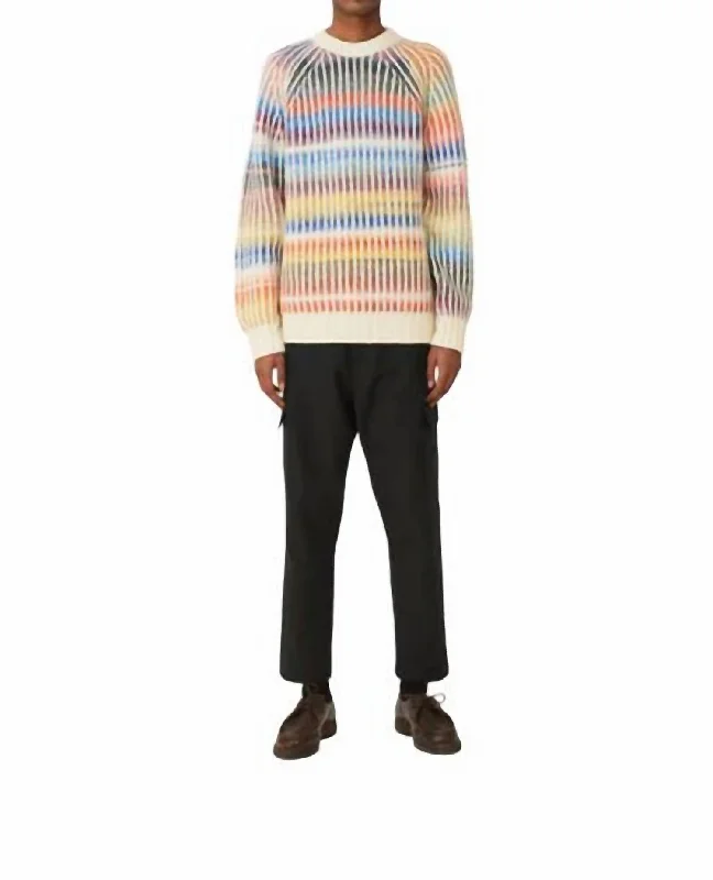 Men’s stylish V-neck sweater-Viggo Raglan Crew Sweater In Bright Multi