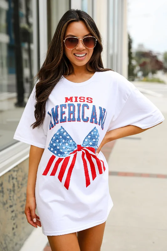 Men’s short-sleeve urban fashion-FINAL SALE - White Miss Americana Graphic Tee