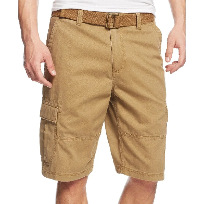 Men’s lightweight slim jeans-American Rag Men's Belted Relaxed Cargo Shorts Beige Size 32