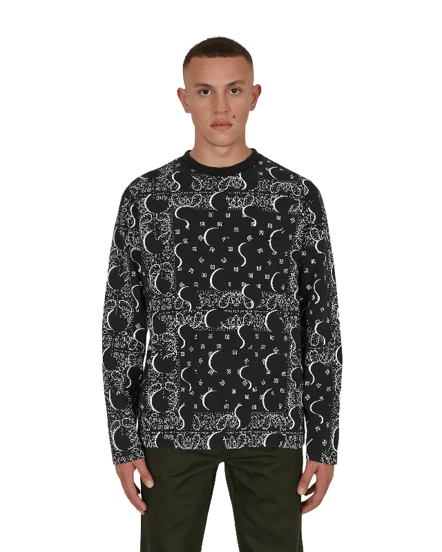 Men’s short-sleeve versatile wear-Big Paisley Longsleeve T-Shirt Black