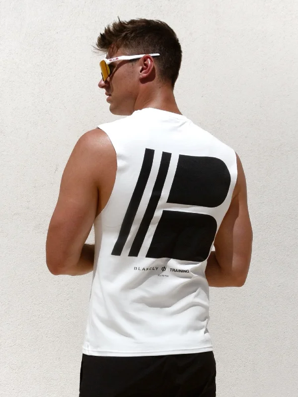 Men’s short-sleeve cool design-Apex Sleeveless Tee - White