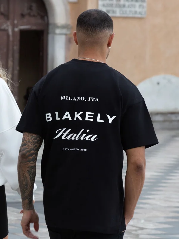 Men’s short-sleeve relaxed shirt-Italia Relaxed T-Shirt - Black