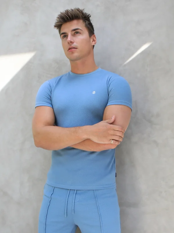 Men’s striped short-sleeve top-Verona Slim T-Shirt - Light Blue