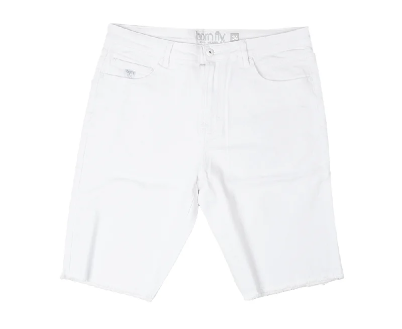 Men’s comfortable dress jeans-BORN FLY DENIM SHORTS WHITE - 2305D4734