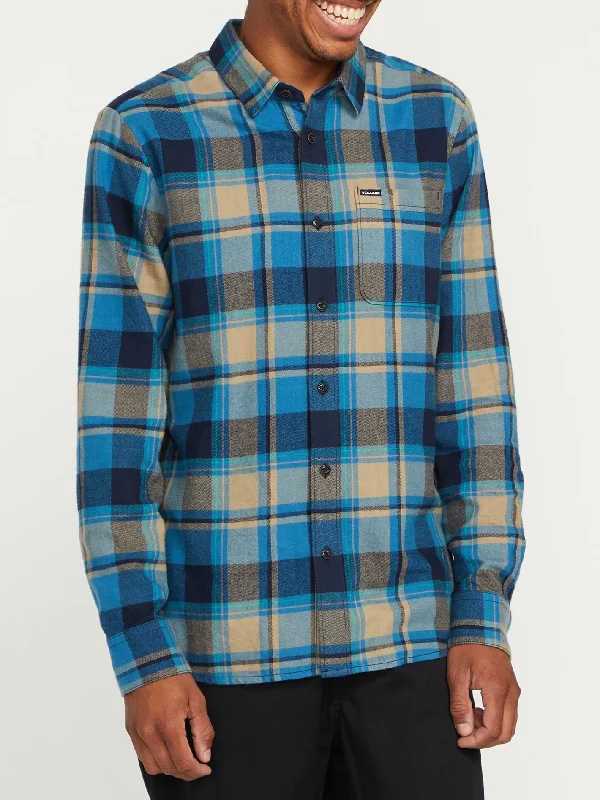 Men’s tailored plaid shirt-Caden Plaid Long Sleeve Shirt - Navy