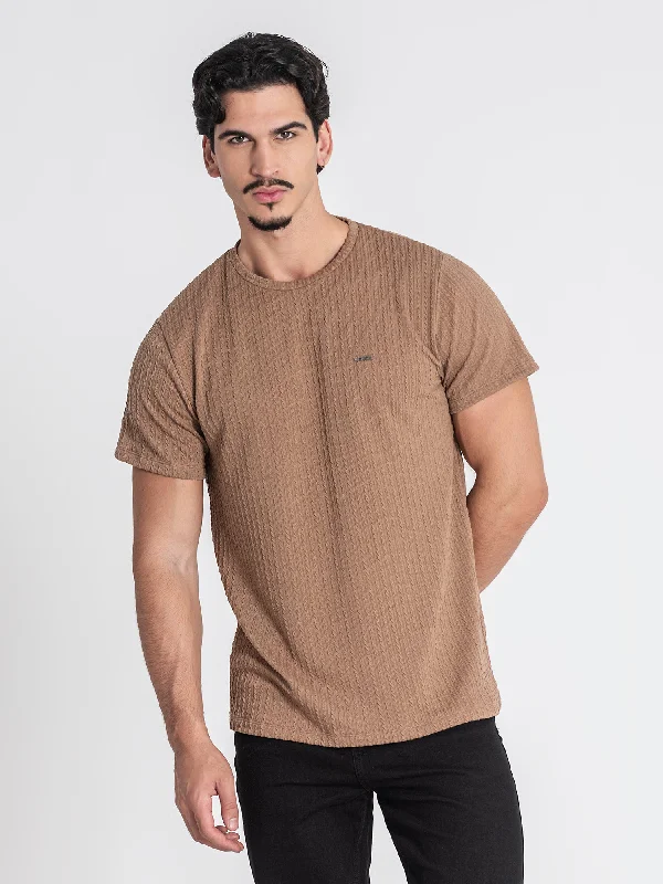 Men’s short-sleeve urban fashion-Camel Braid Tee