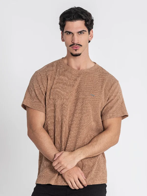 Men’s short-sleeve casual wear-Camel Texture Tee