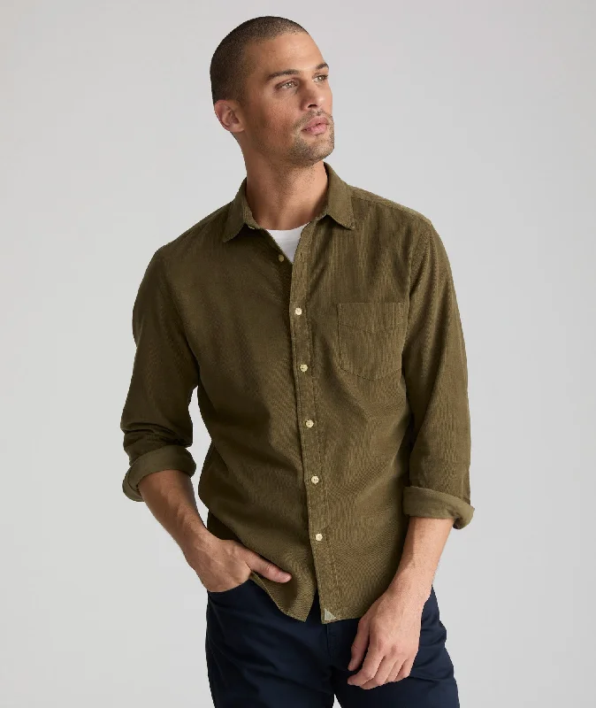 Men’s business plaid shirt-Cord Shirt