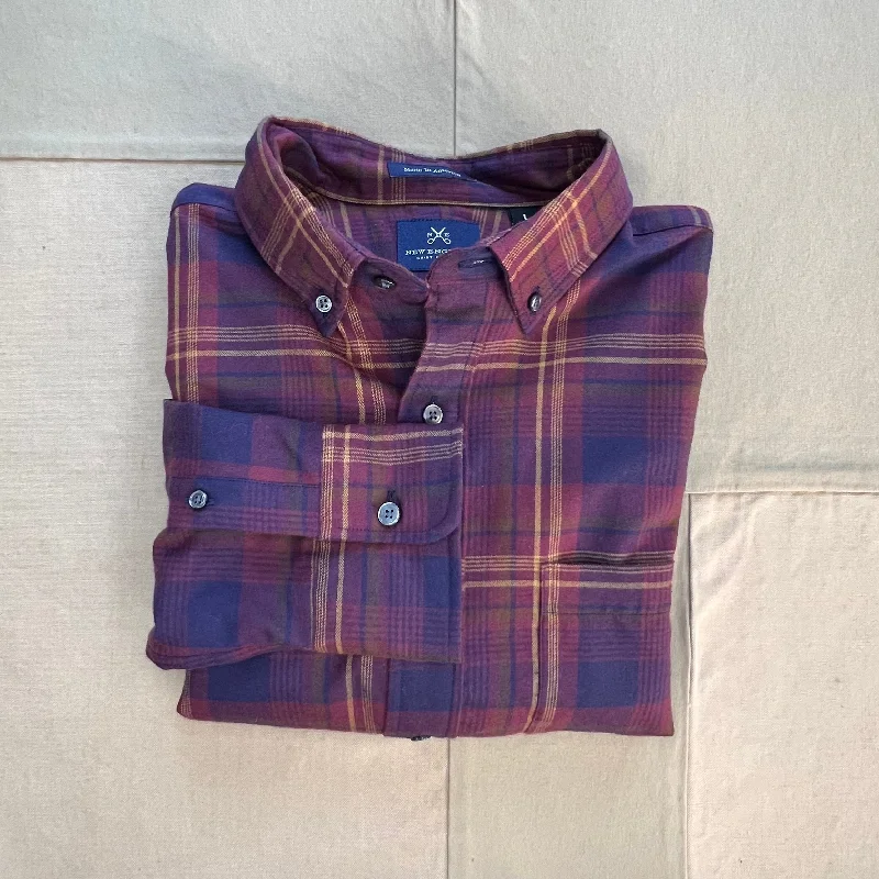 Men’s tailored plaid shirt-City Plaid Flannel Shirt Maroon/ Navy