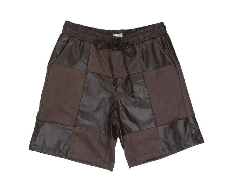 Men’s distressed jogger pants-EPTM CHECKER LOUNGE SHORTS BROWN