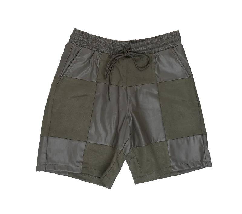 Men’s relaxed-fit black pants-EPTM CHECKER LOUNGE SHORTS OLIVE