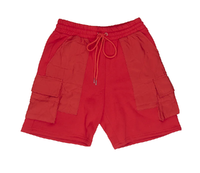 Men’s classic black pants-EPTM QUILTED CARGO SWEATSHORTS RED - B0220412