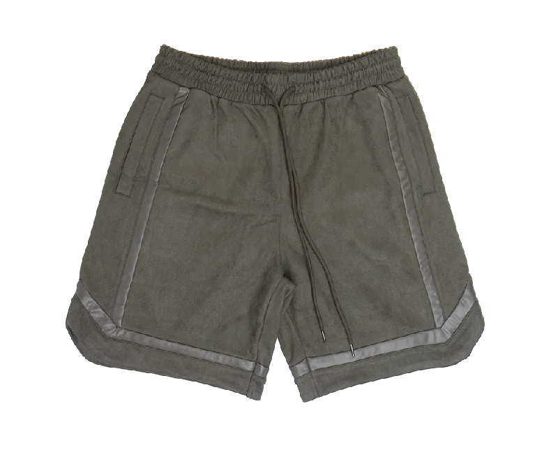 Men’s tailored khaki jeans-EPTM SUEDE LOUNGE SHORTS OLIVE - DELTA