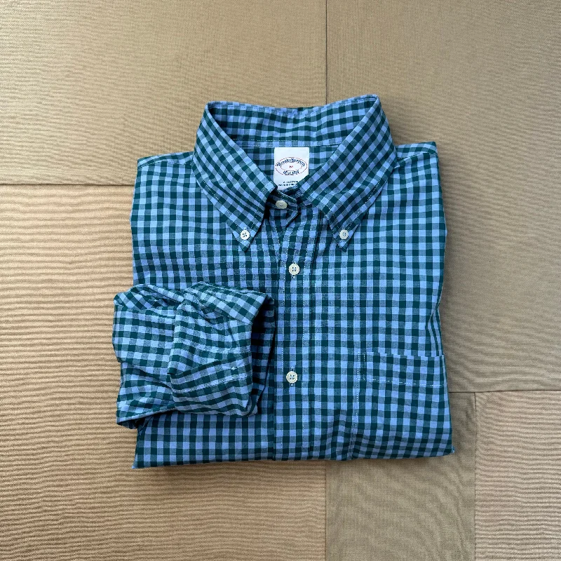 Men’s cotton dress shirt-Friday Shirt, Blue Gingham