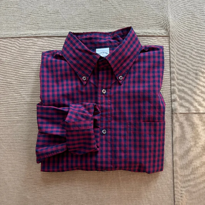 Men’s formal patterned shirt-Friday Shirt, Dark Red Gingham