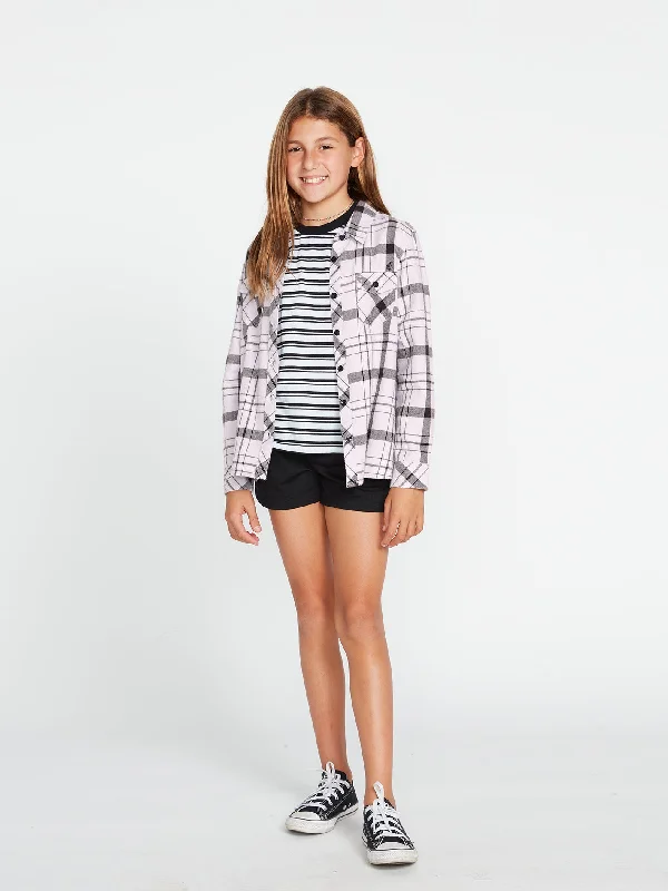 Men’s modern dress shirt-Girls Getting Rad Plaid Long Sleeve Flannel - Lavender