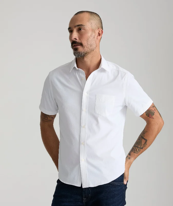 Men’s slim-fit white shirt-Wrinkle-Free Performance Short-Sleeve Gironde Shirt