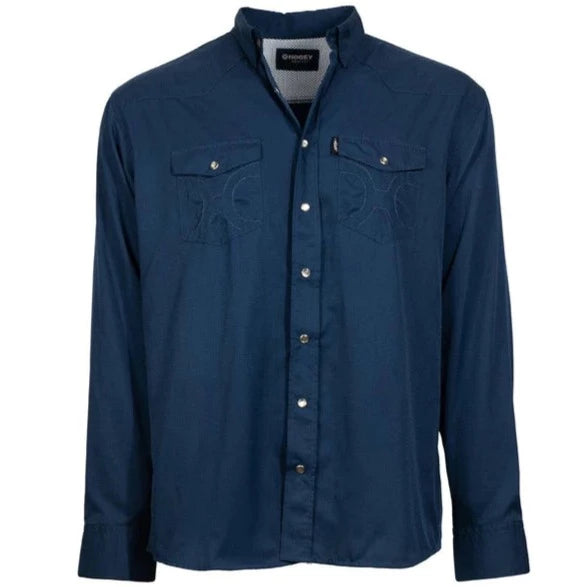 Men’s formal cotton shirt-Hooey Men's Sol Navy Long Sleeve Western Snap Shirt