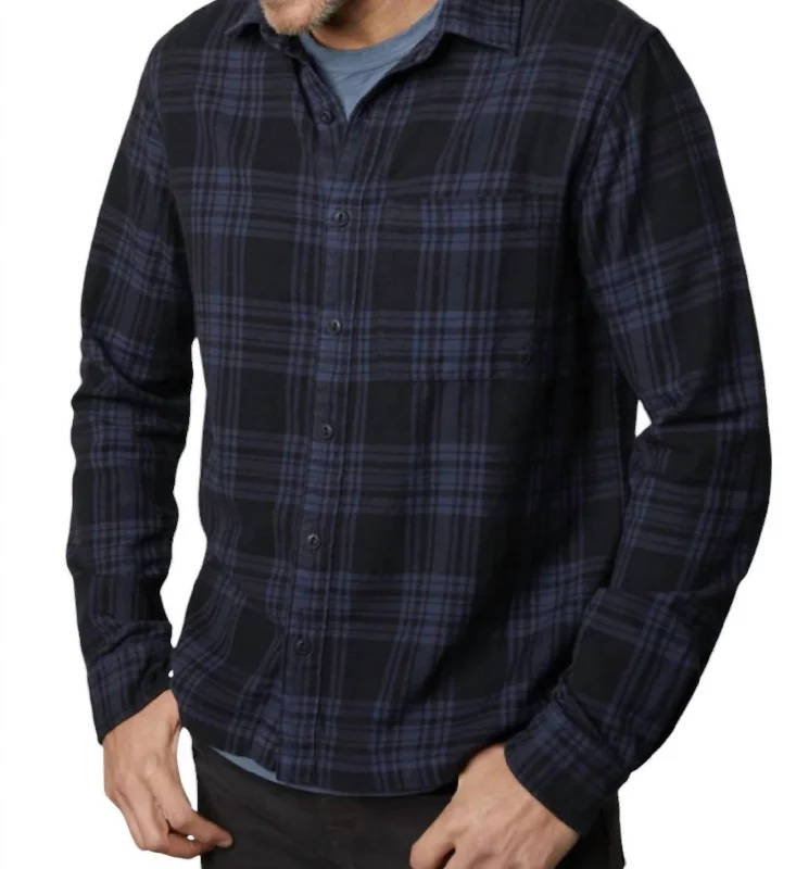 Men’s cotton casual shirt-Men's Freddy Plaid Shirt In Navy