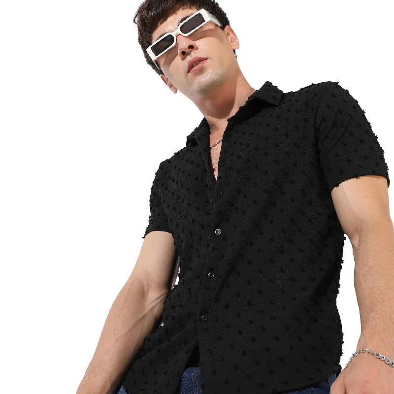 Men’s stylish dress shirt-Men's Textured Casual Shirt