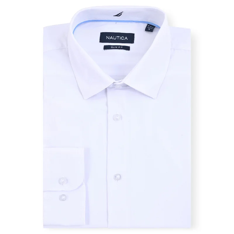 Men’s denim button-up shirt-Nautica Wrinkle-Resistant Dress Shirt