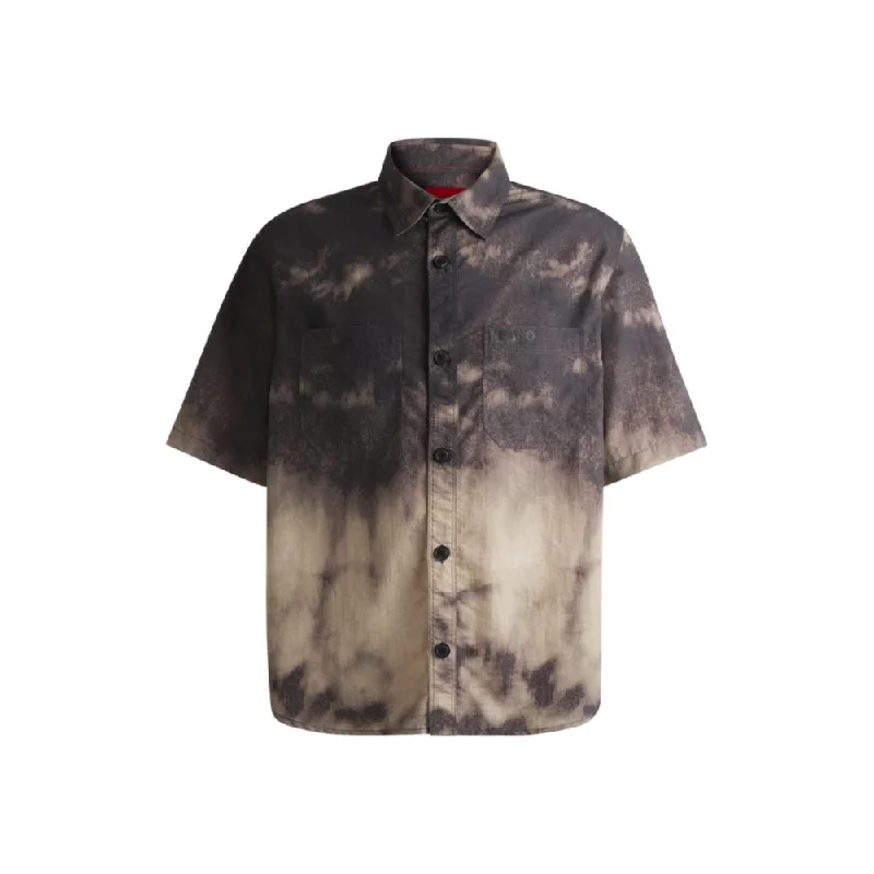 Men’s breathable linen shirt-Oversize-fit shirt with tie-dye print