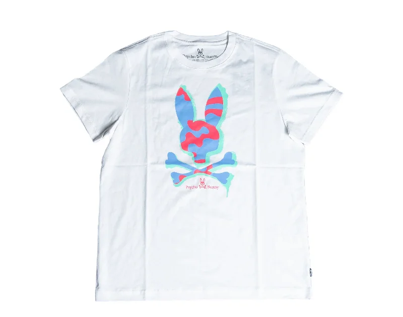 Men’s cotton dress shirt-Psycho Bunny Jacob Graphic White Men's Tee Shirt B6U819S1PC-WHT