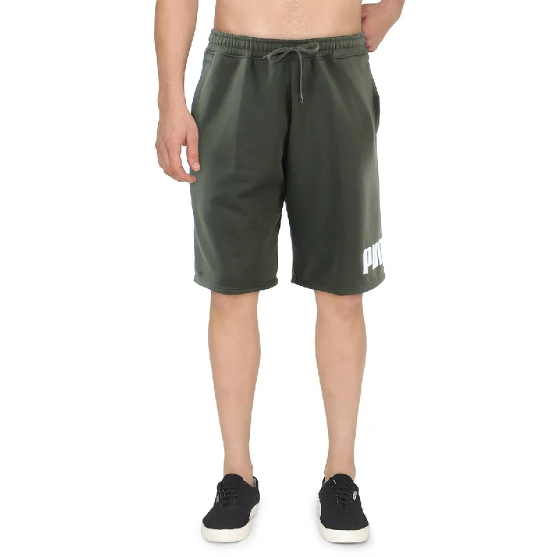 Men’s tailored black pants-Puma Men's Big Fleece Logo Shorts Green Size Medium