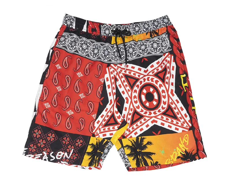 Men’s tailored black jeans-REASON GRAPHIC SWIM SHORTS MULTI - AZSW-033