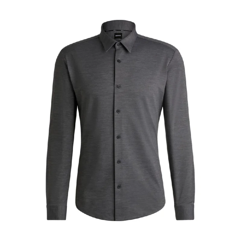 Men’s casual button-up shirt-Slim-fit shirt in melange performance-stretch twill