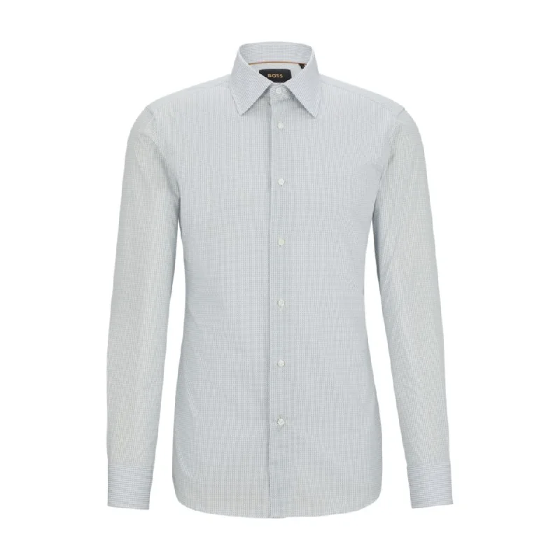 Men’s breathable Oxford shirt-Slim-fit shirt in printed cotton with Kent collar