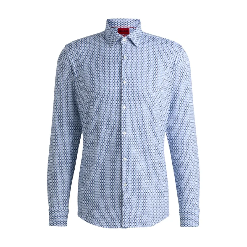 Men’s relaxed-fit cotton shirt-Slim-fit shirt in printed performance-stretch canvas