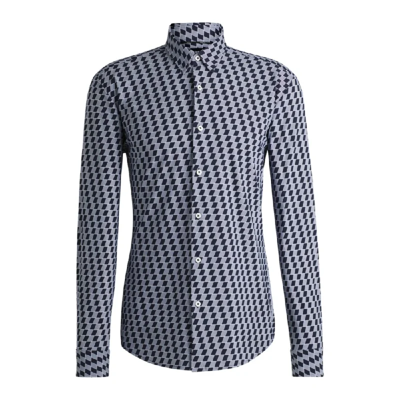 Men’s stylish casual shirt-Slim-fit shirt in printed performance-stretch jersey