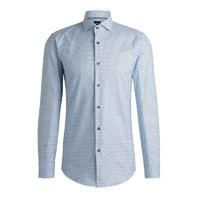 Men’s breathable cotton shirt-Slim-fit shirt in printed stretch cotton