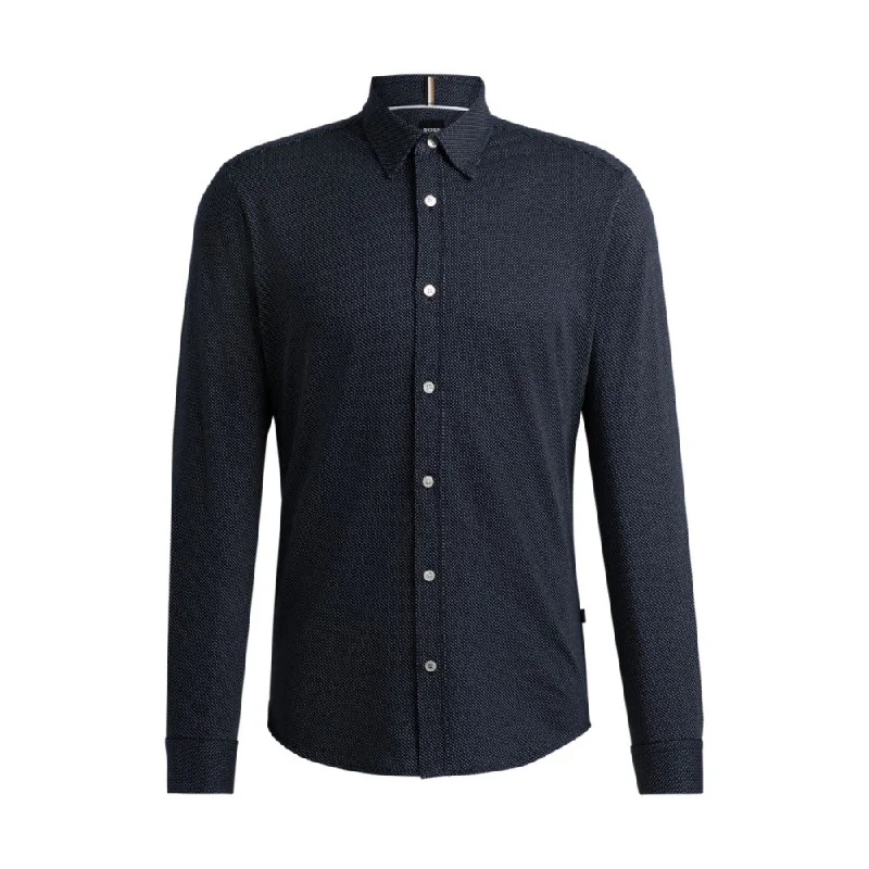 Men’s modern casual shirt-Slim-fit shirt in structured cotton jersey