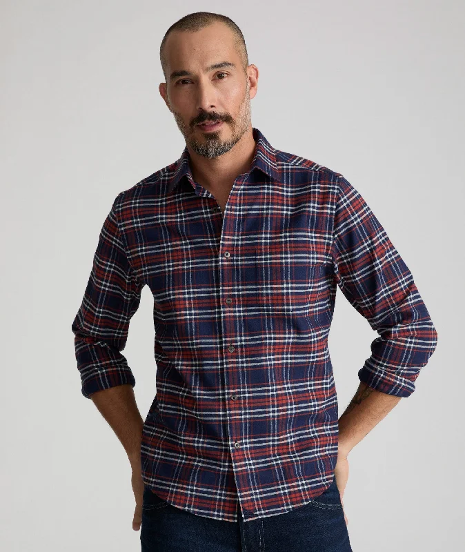 Men’s denim button-up shirt-Wrinkle-Free Performance Flannel Trezari Shirt