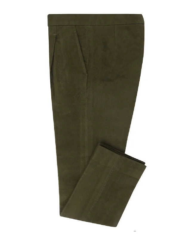 Men’s comfortable cargo jeans-Brisbane Moss Heavy Moleskin Olive