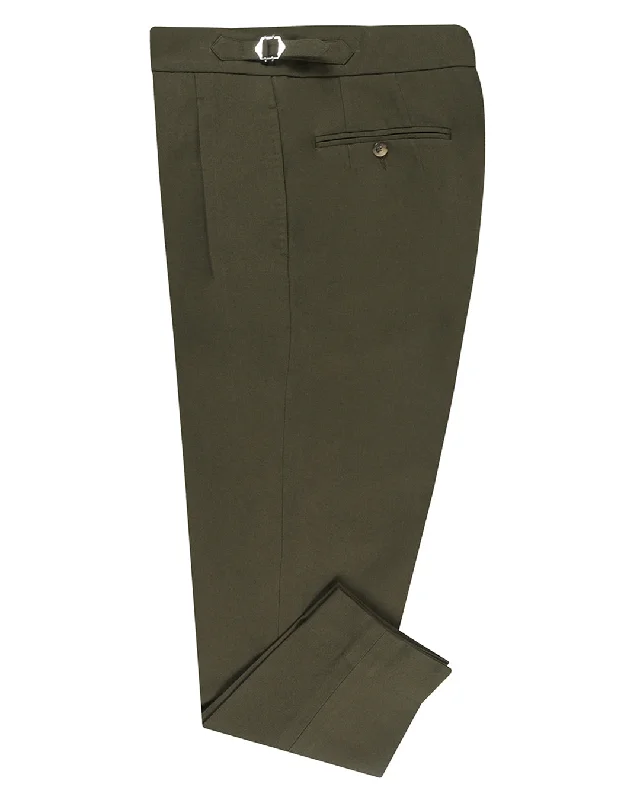 Men’s casual black pants-Brisbane Moss Olive Cotton Cavalry Twill