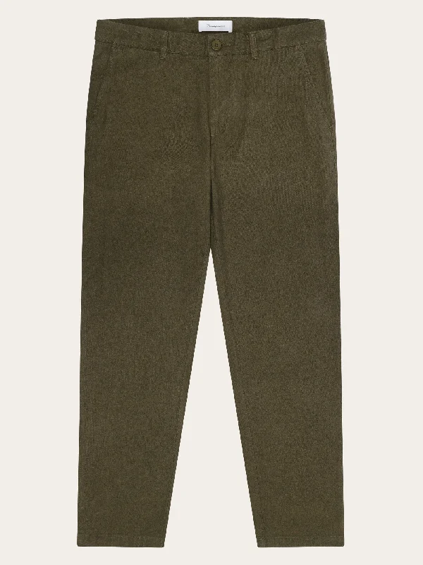 Men’s stretch khaki pants-CHUCK regular flannel chino pants - Dark Olive