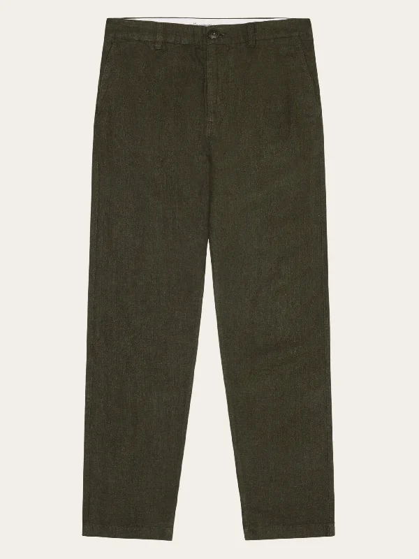 Men’s straight-fit jogger pants-CHUCK regular linen pants - GOTS/Vegan - Burned Olive