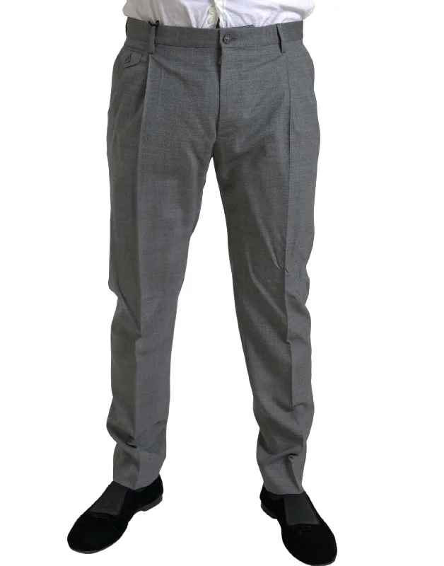 Men’s stretch straight jeans-Dolce & Gabbana Elegant Skinny Wool Dress Pants in Men's